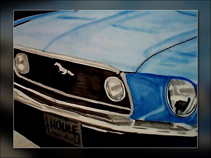 1968 Ford Mustang Watercolor Painting by Ron Houle