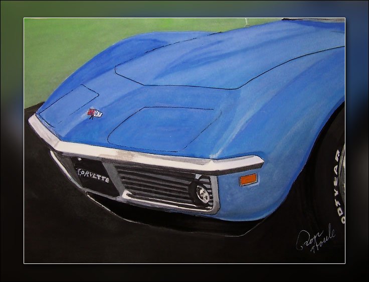 1969 Corvette Watercolor Painting by Ron Houle