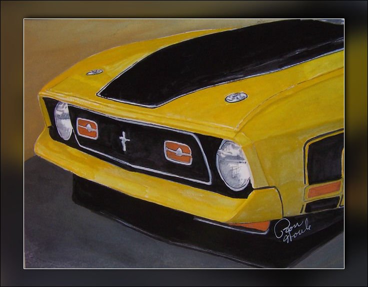 1971 Mustang Mach 1 Watercolor by Ron Houle