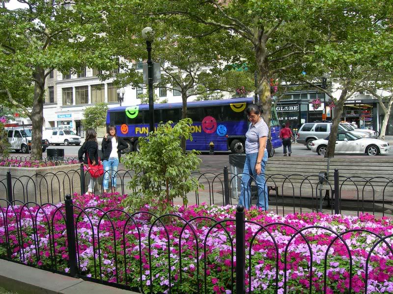 Beautiful people and beautiful flowers near the Trinity...