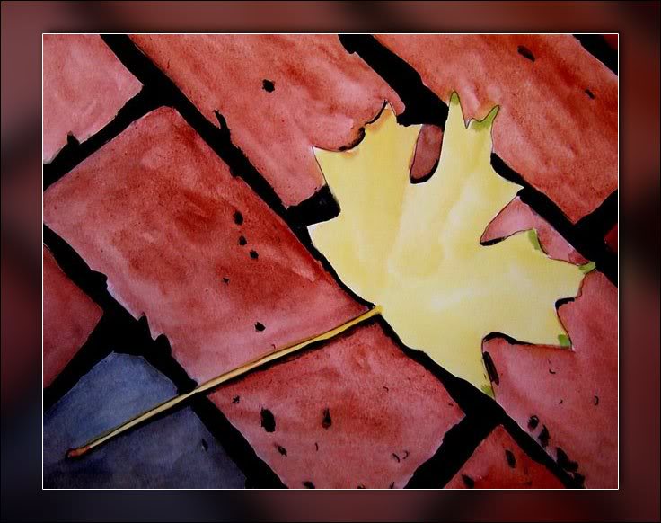 Autumn Leaf Watercolor Painting by Pam Houle