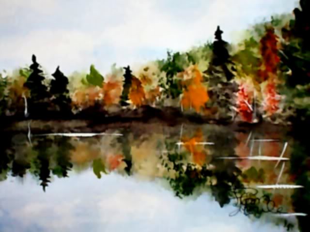 Fall Reflections Watercolor Painting by Pam Houle