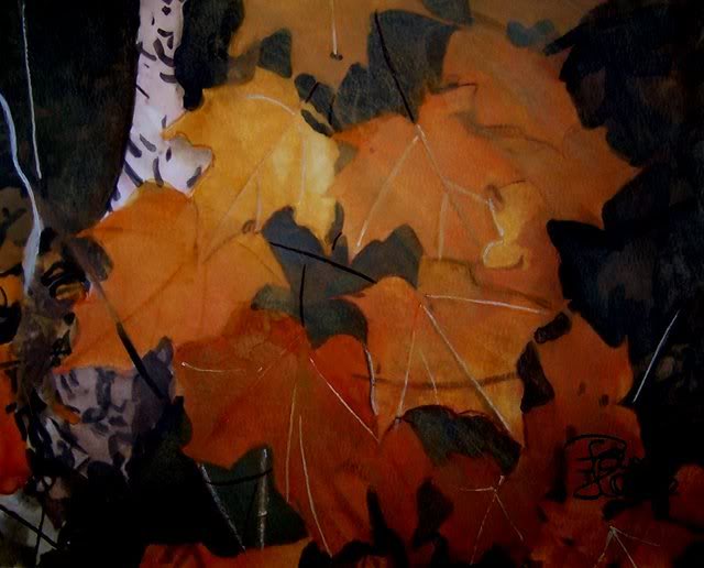 Mountain Leaves Watercolor Painting by Pam Houle