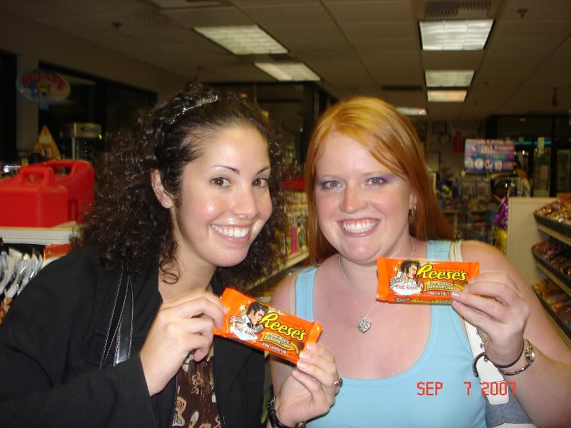 Shannon and I holding our new favorite roadtrip snack