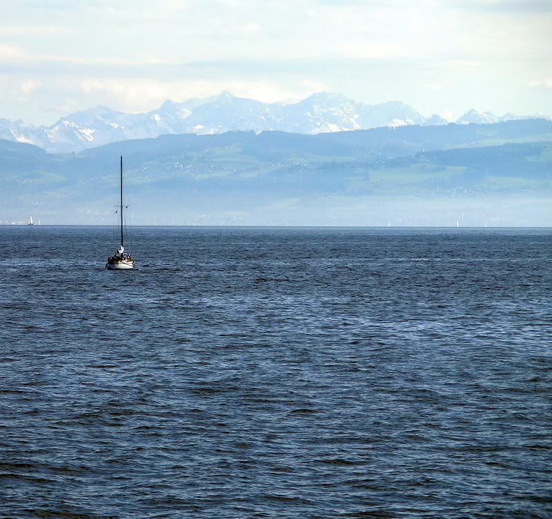austrian alps from lake of constance