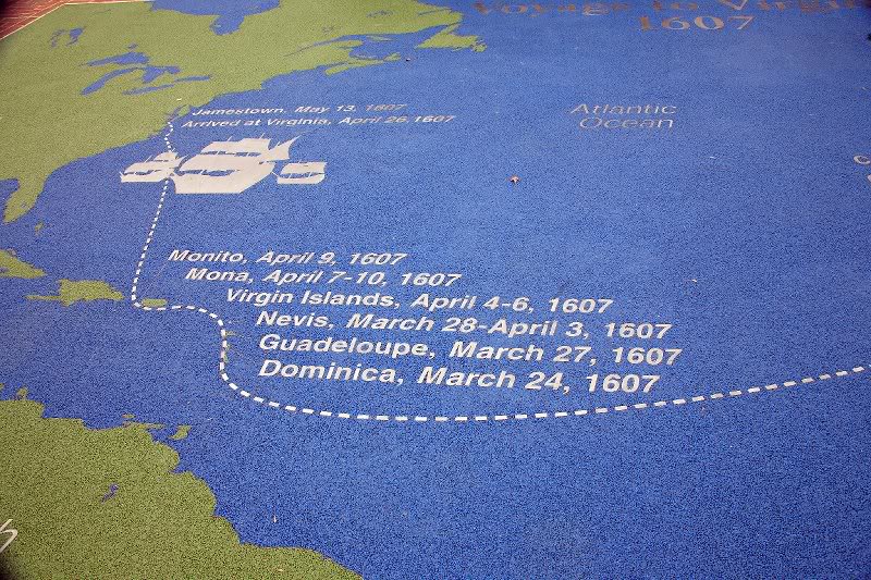 This map traces the voyage of the ships coming to Virgi...