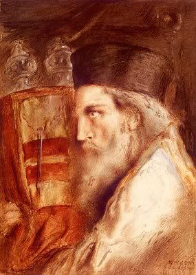 simeon solomon - a rabbi holding the torah
