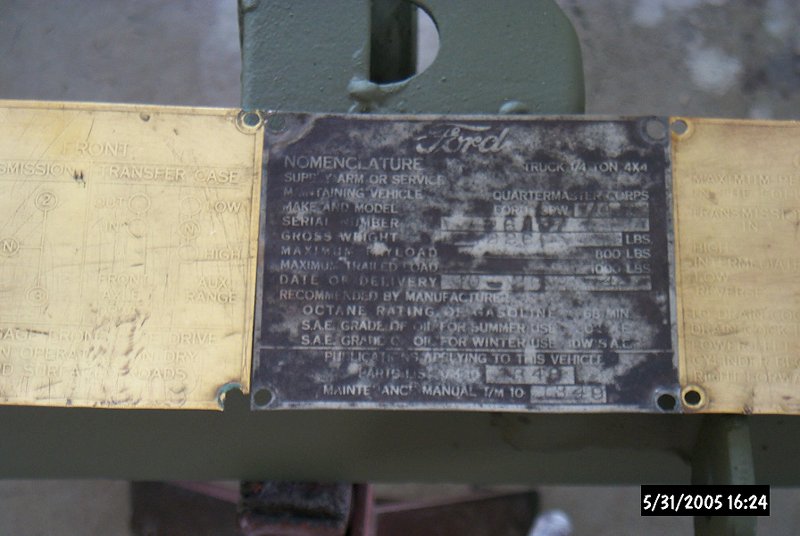 gpw data plate 1 ford close up