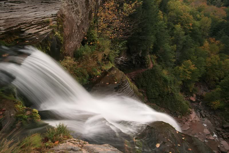 Top of upper falls. Ledge path behind upper falls is ne...
