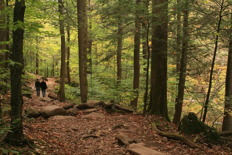Two ghostly hikers on Kaaterskill Falls trail