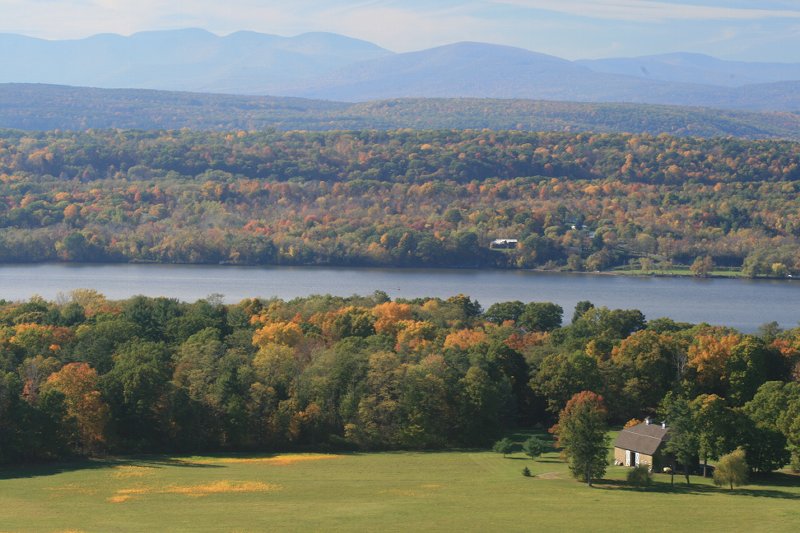 View of southern Catskill Mountains and Kingston-Rhinec...