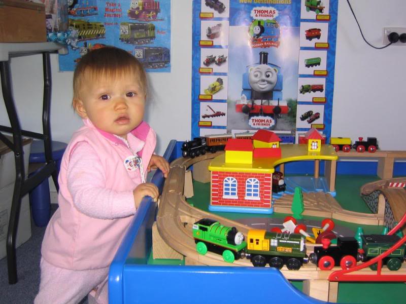 Annabelle at Christopher's train table