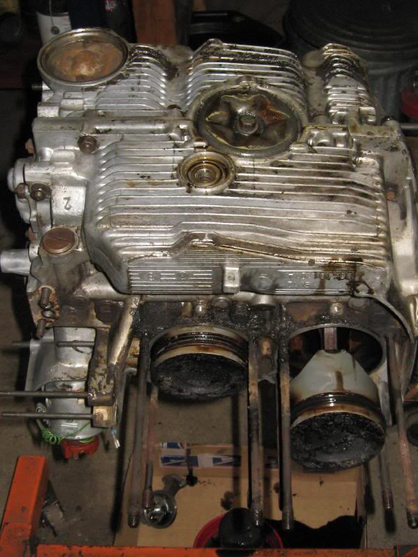 Shortblock being disassembled