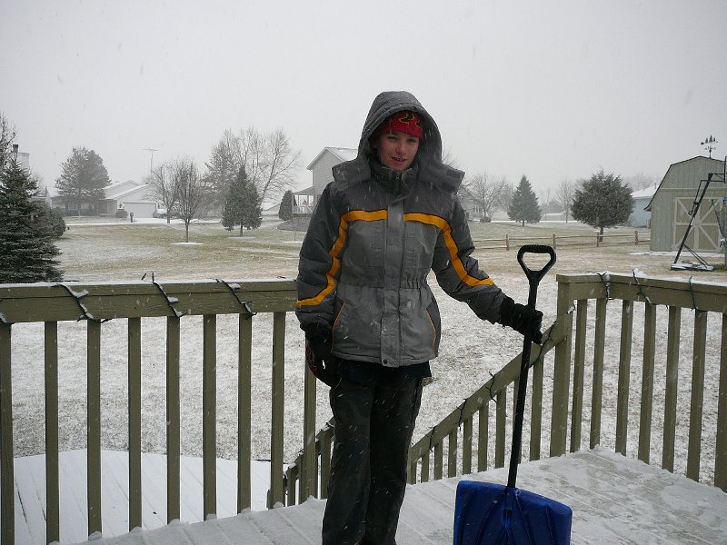 Daniel starting to shovel snow