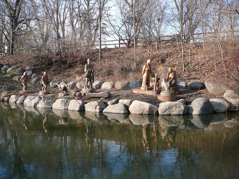 Staure depicting Local Native Americans trading their w...
