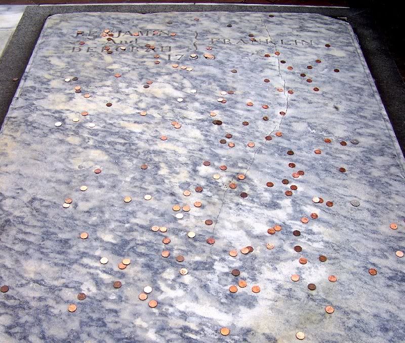 philadelphia-ci ty courtyard-ben franklin's penny-strewn...