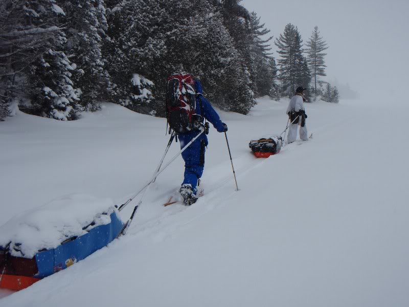 Michael and Dave looking for a bivouac site on Mijin La...