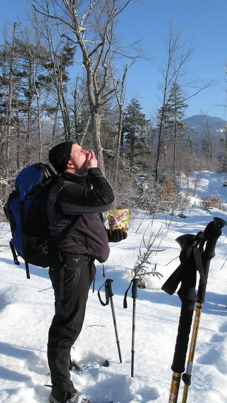 Ron stops for snacks.