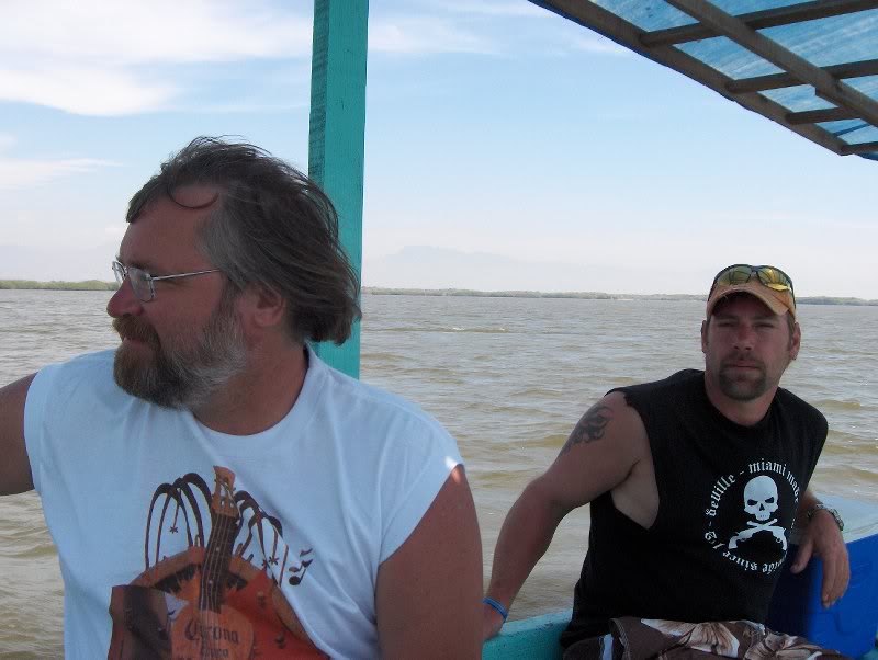 Dave and Ron boat ride on lagoon