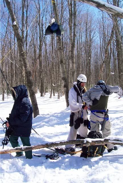 The food hung, we prepare for some rope work