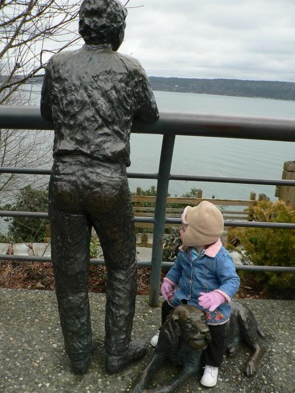 Katie riding the dog!