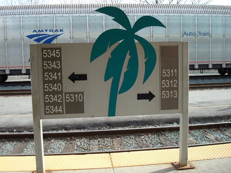 Platform sign for showing rr car location.