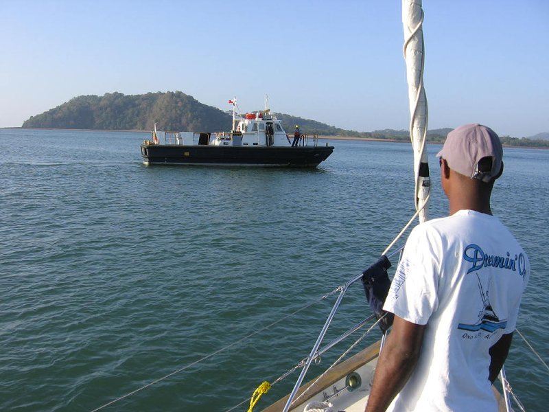 Approaching pilot boat to pick up our advisor.