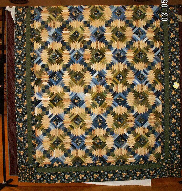 green and blue pineapple quilt