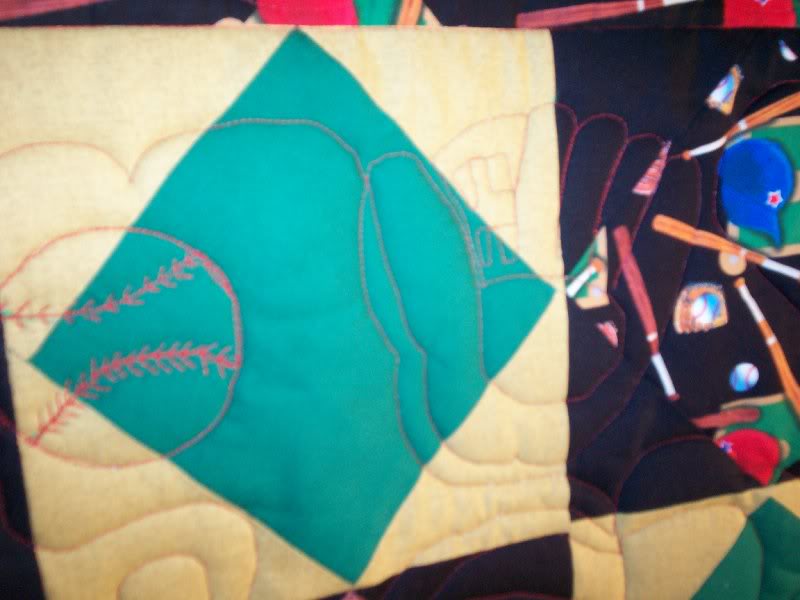 Baseball Quilt Closeup Front