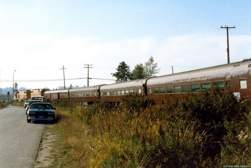 BC Hydro 383,382 lead WCRA tour train thru Langley BC 0...