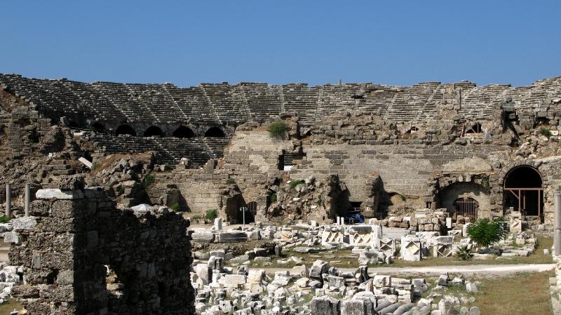 A Roman amphitheater panorama, Side,Turkey