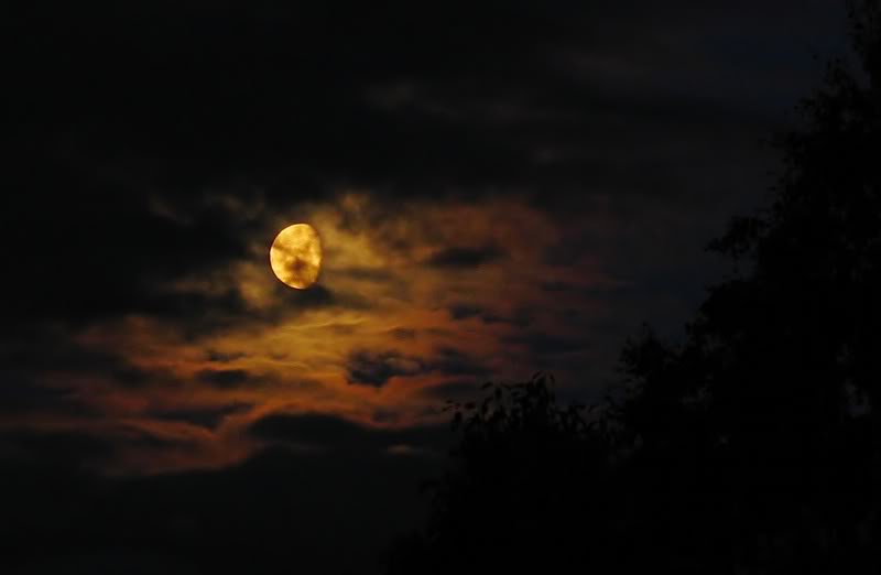 Moon behind september clouds