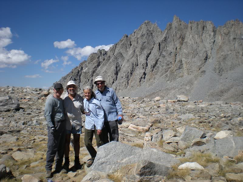 Luc, Param, Arlene, and George at Bishop Pass, 12,000 f...