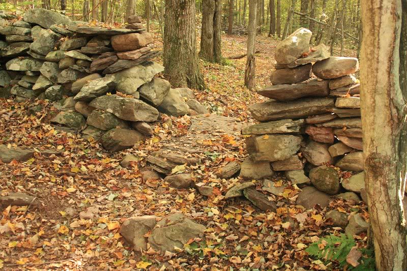 Switchback through old stone wall