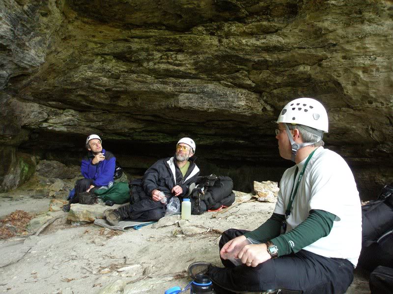 Lunch break in front of caves