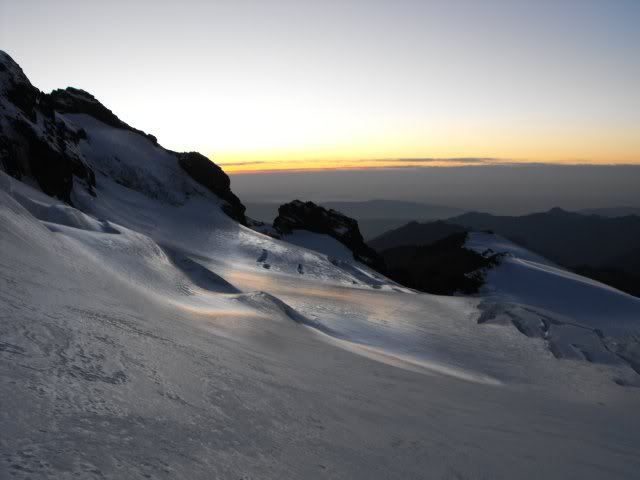 dusk reflecting on ice crust