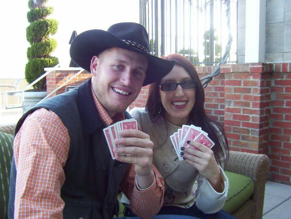 Dan & Me playing schafkopf on the roof!