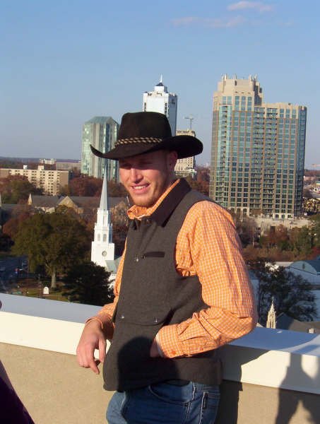 Dan on the roof overlooking the neighbors!
