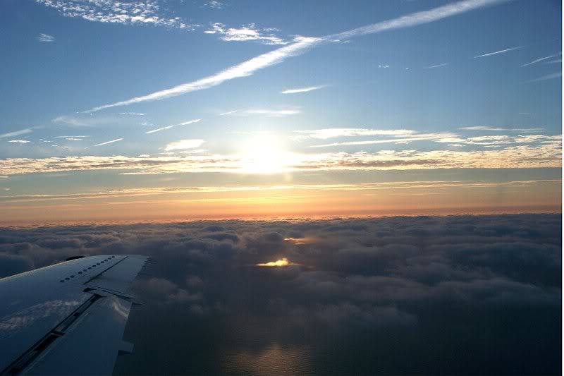 Two hours into the flight-finally daybreak