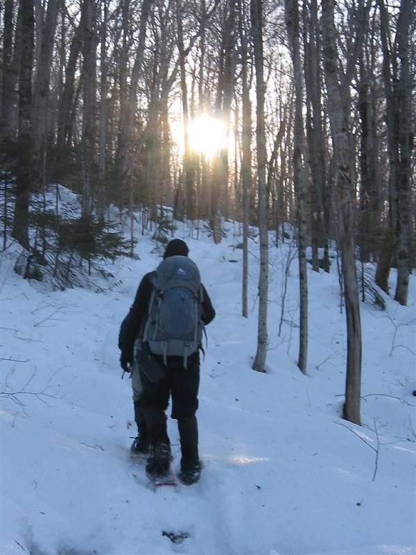 Hiking into the early morning sun