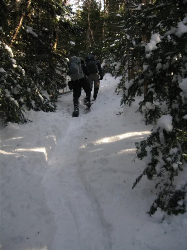 Nice snowshoe track below the tent platforms