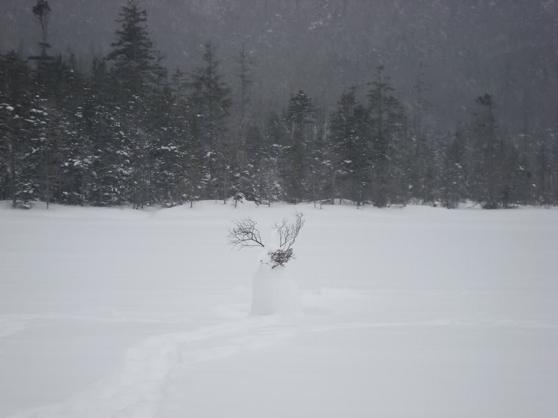 Snow sculpture on Lonesome Lake