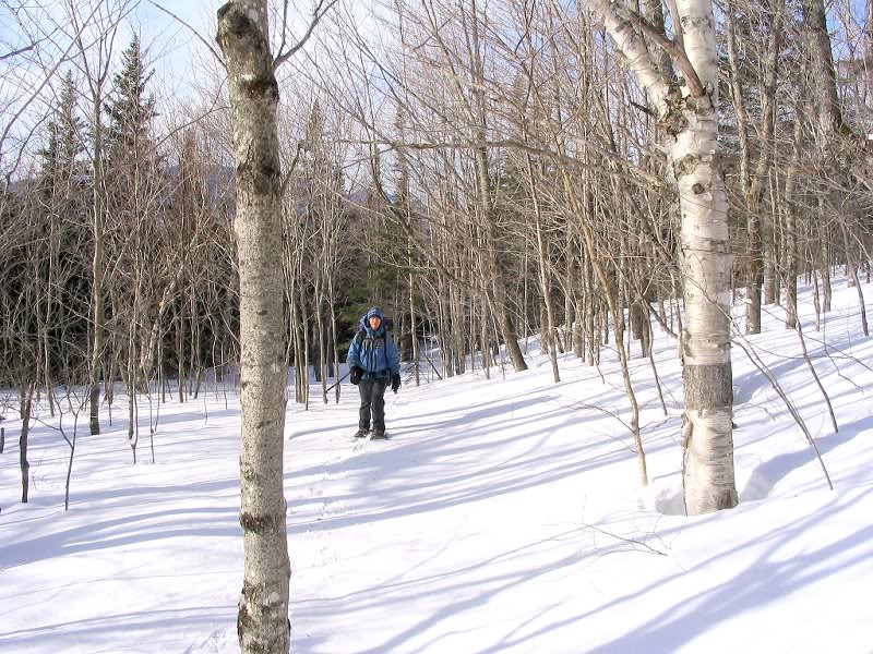 Heading up to the summit with light packs