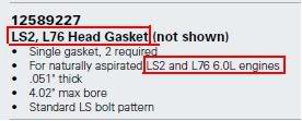 GM LS head gasketsLS2