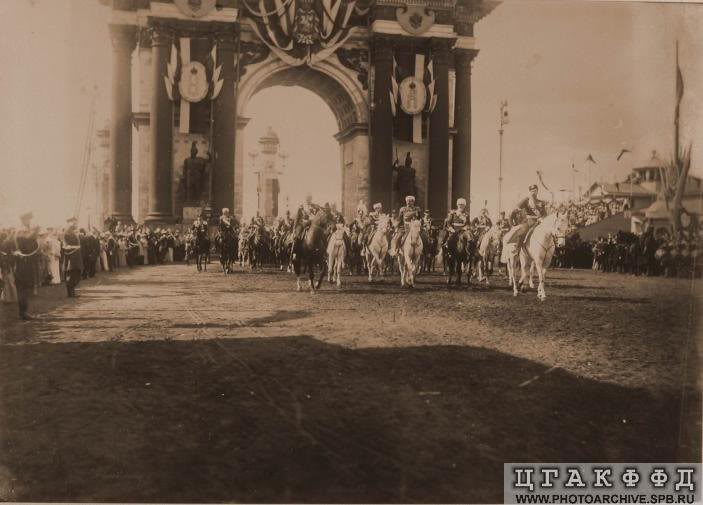 Nicholas II with the suite at Triumphal gates 9 May 189...