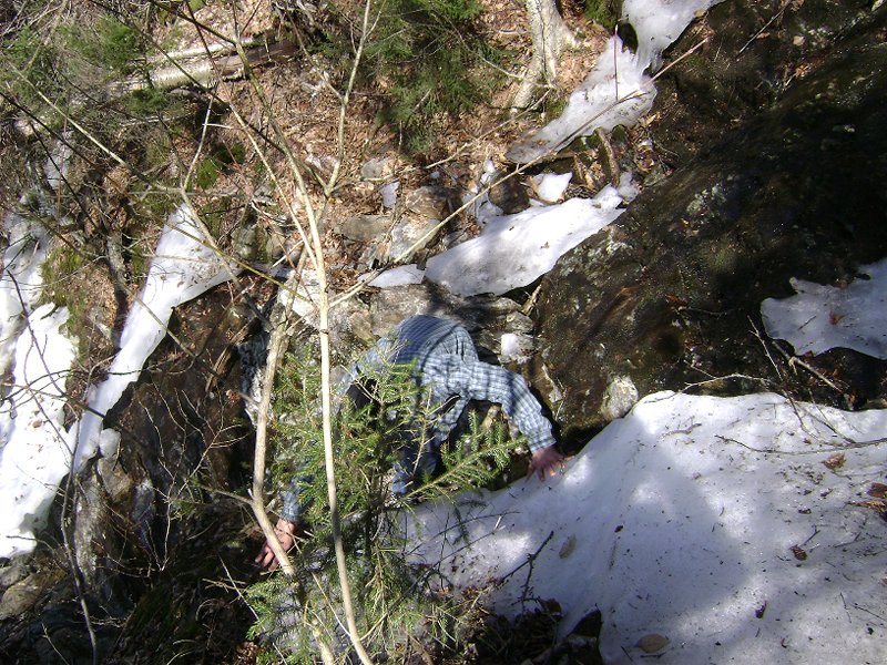 Ed crossing the icy brook