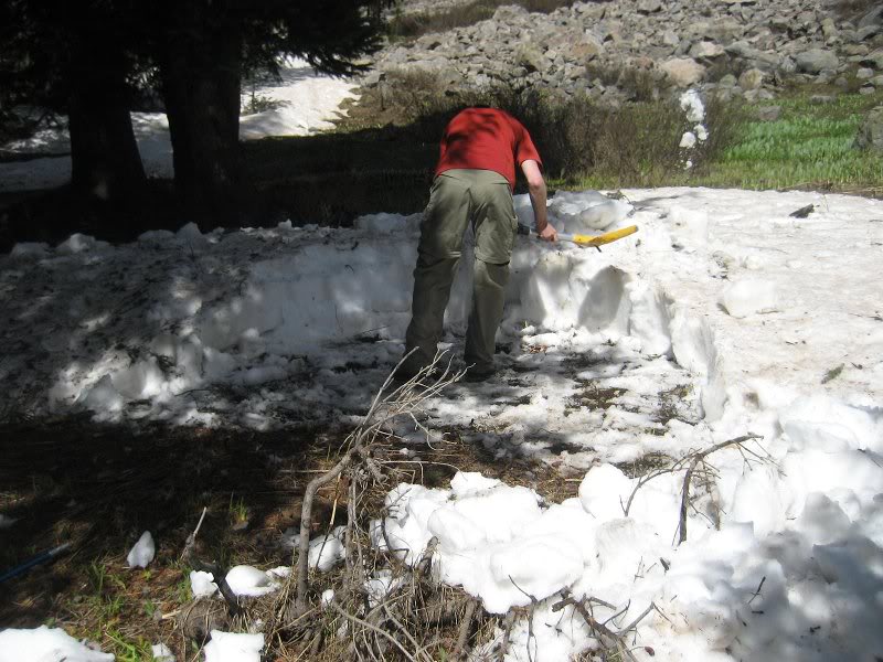 Digging out a tent site