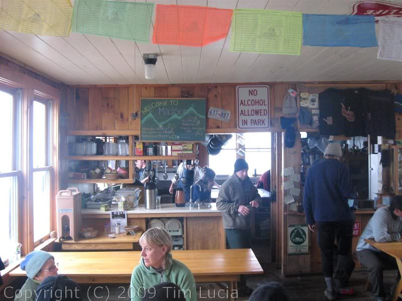 7:45am, Madison Hut, Breakfast time