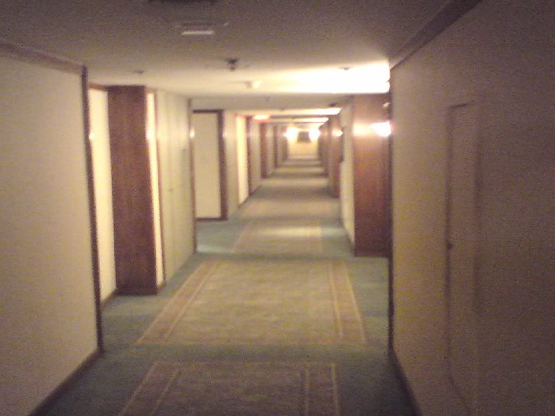 Old corridors with old carpet.
