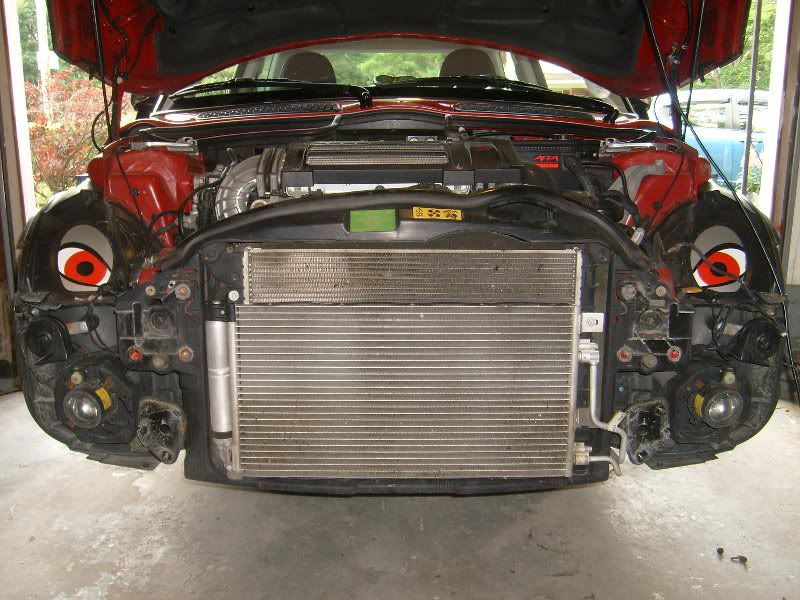 Fascia and bumper beam removed - ready to lower subfram...